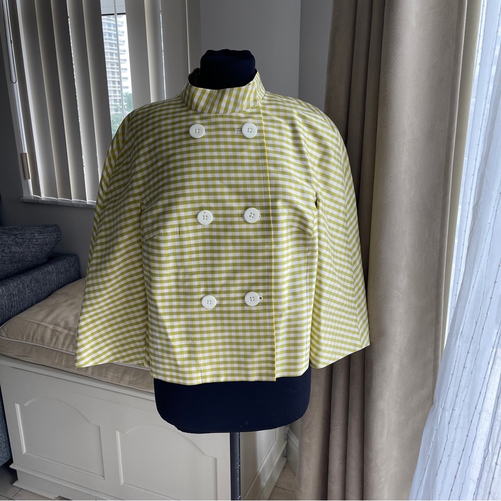 VTG EMANUEL UNGARO Silk Gingham Blazer JACKET w. Signature Buttons 12